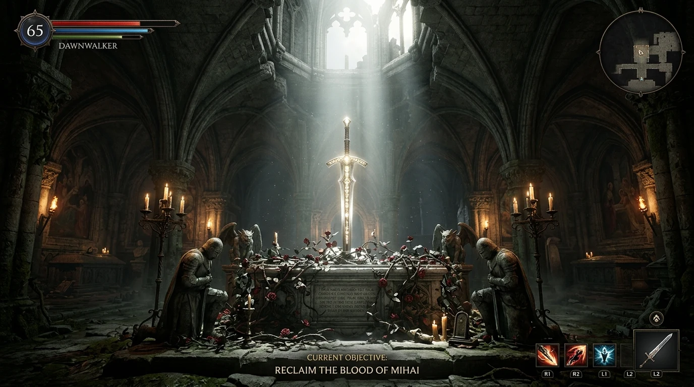 The Imbued Sword of St. Mihai Resting in Cathedral Crypt
